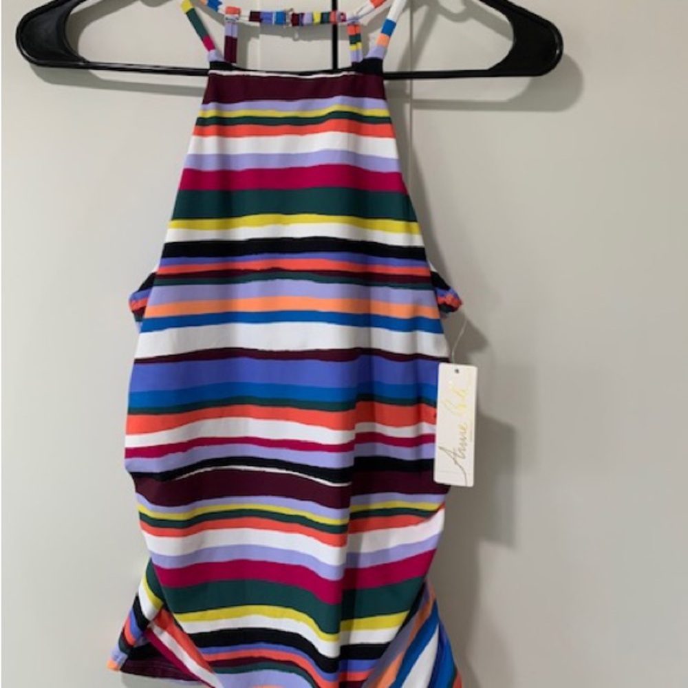 Anne Cole Colorful Striped Halter Swim Top size M
